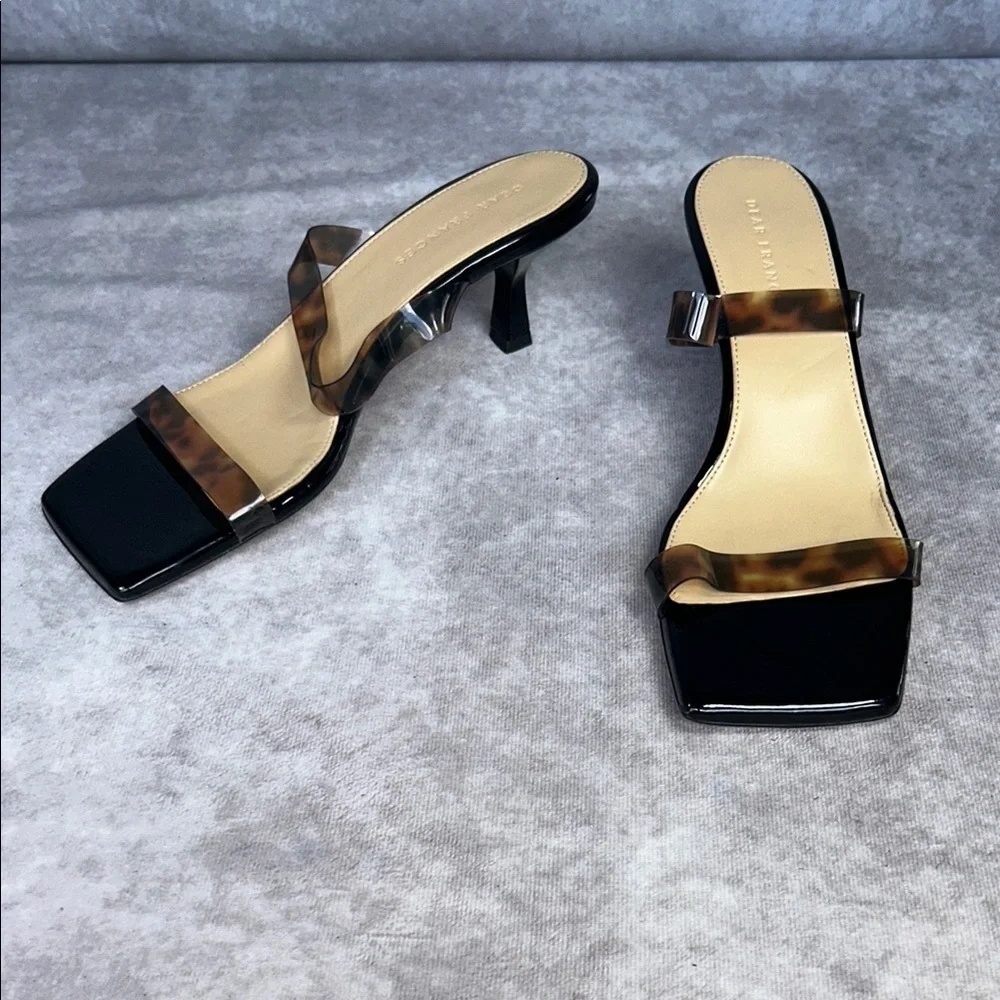 GUC Dear Frances Black Brown Tortoise Shell Rain Sandal EU 40